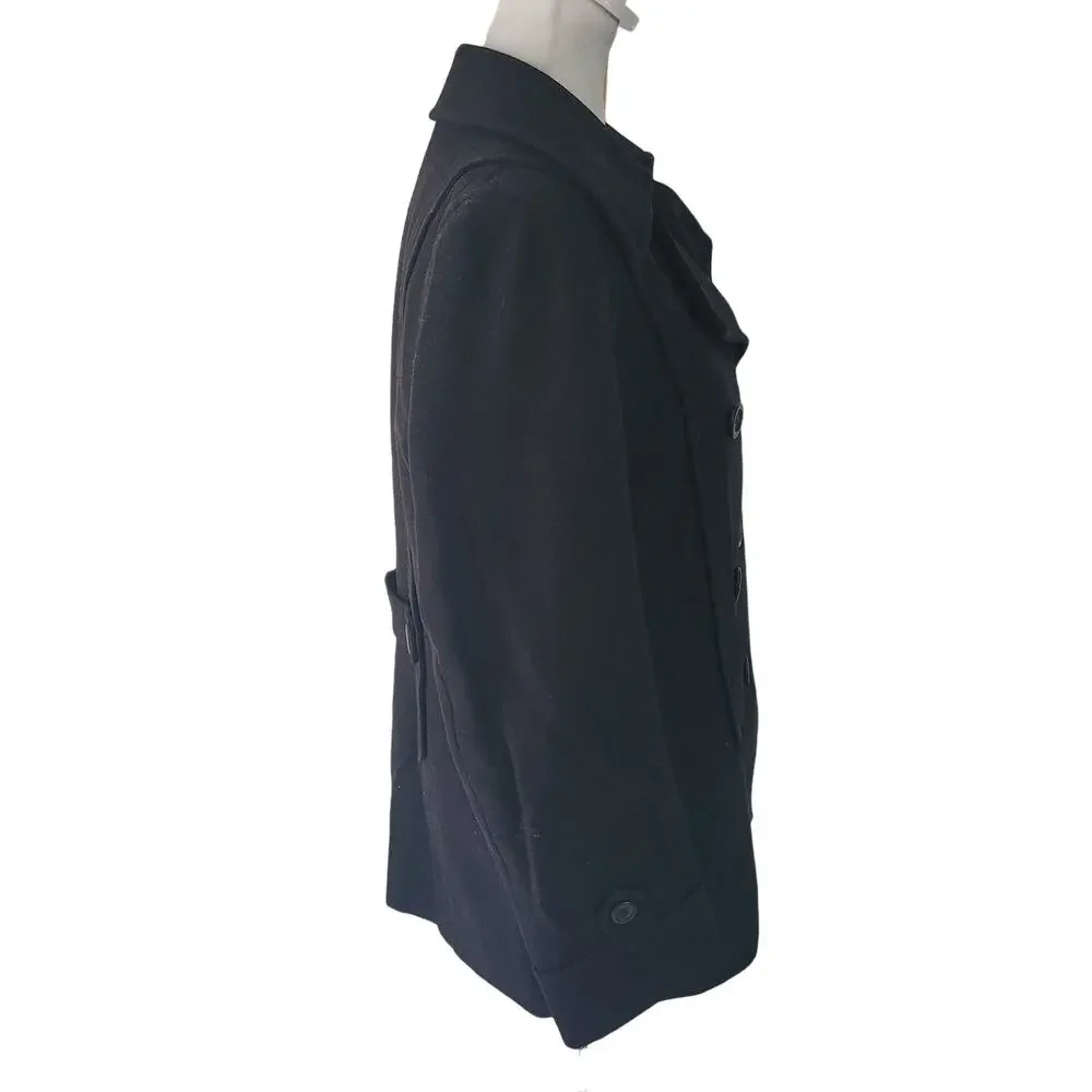 J. Crew Size est 6 Women's Black Double Breasted Short Length Gray Wool Pea Coat - Picture 2 of 10